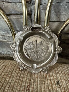 Vintage Sap Polyne Silver-Tone Paris Souvenir Ashtray 5”